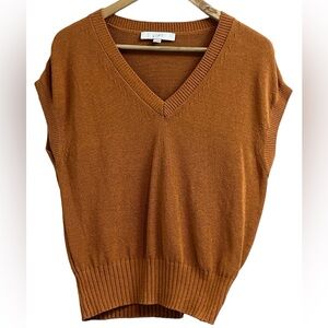 Cute copper knit v neck sweater top